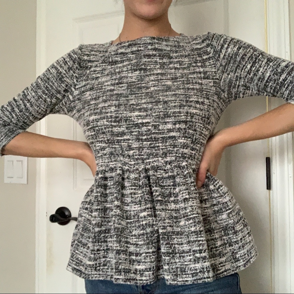 Bobeau Peplum Gray Top